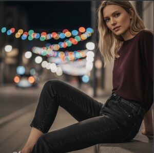 LAUREN Ralph Lauren Mid-Rise Black Ankle Boyfriend Fit Jeans 2P Petite